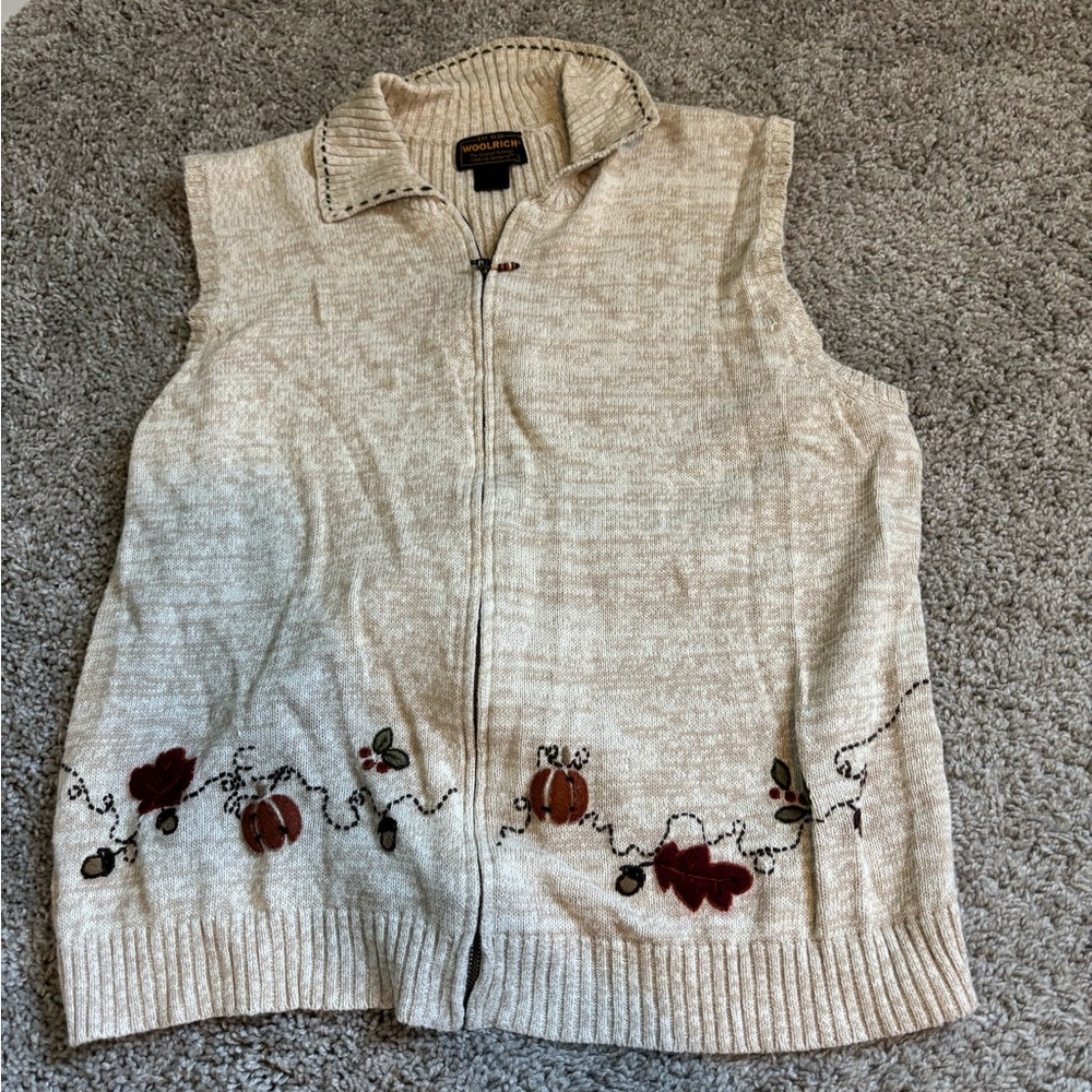 Woolrich Embroidered Zip-Up Vest XL